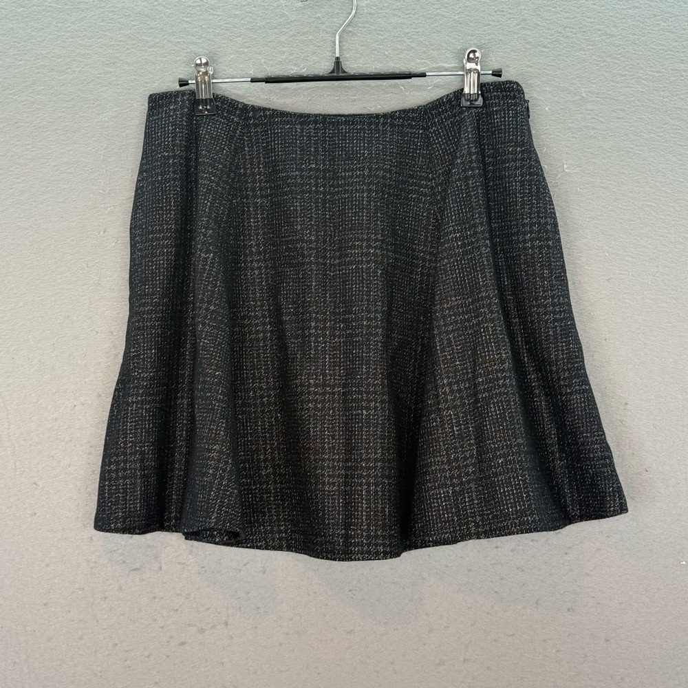 Theory - women’s‎ A- line Flared Mini skirt plaid wool blend grey / black size 4